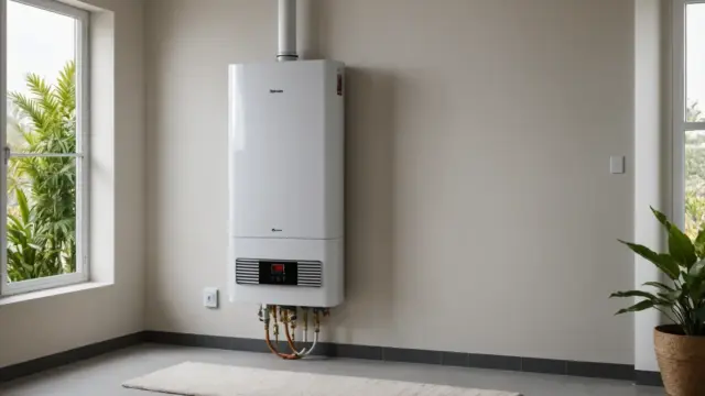 Aquecedor de água a gás instalado em área ventilada