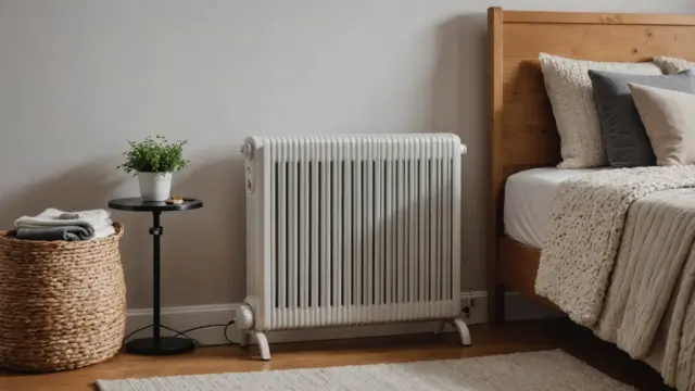 Aquecedor a óleo em um quarto no inverno