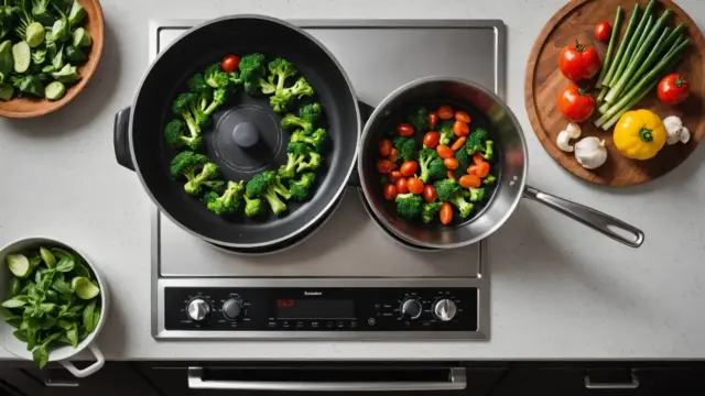 Cooktop de indução com panela fervendo