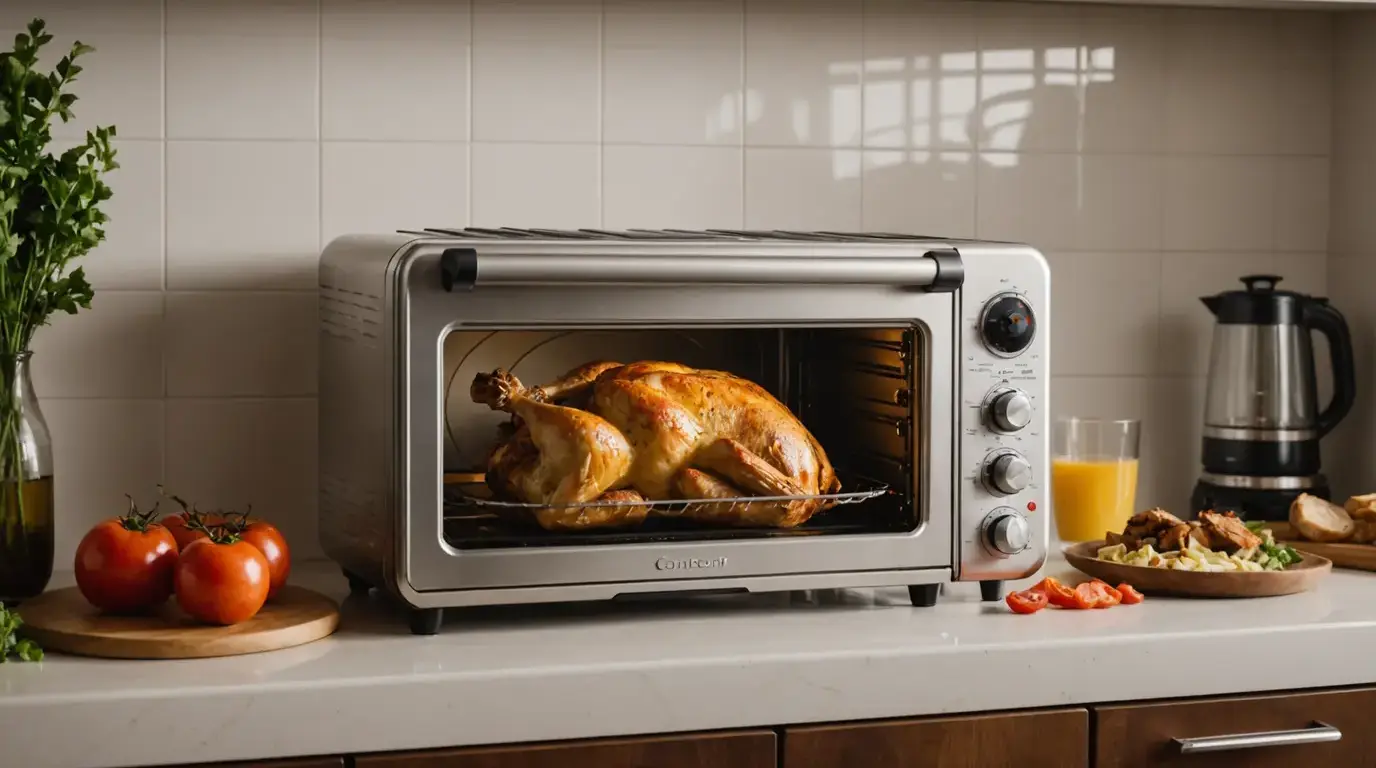 Forno elétrico de bancada assando frango