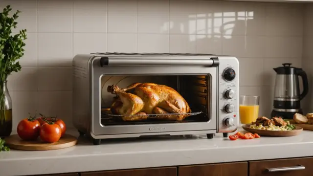 Forno elétrico de bancada assando frango