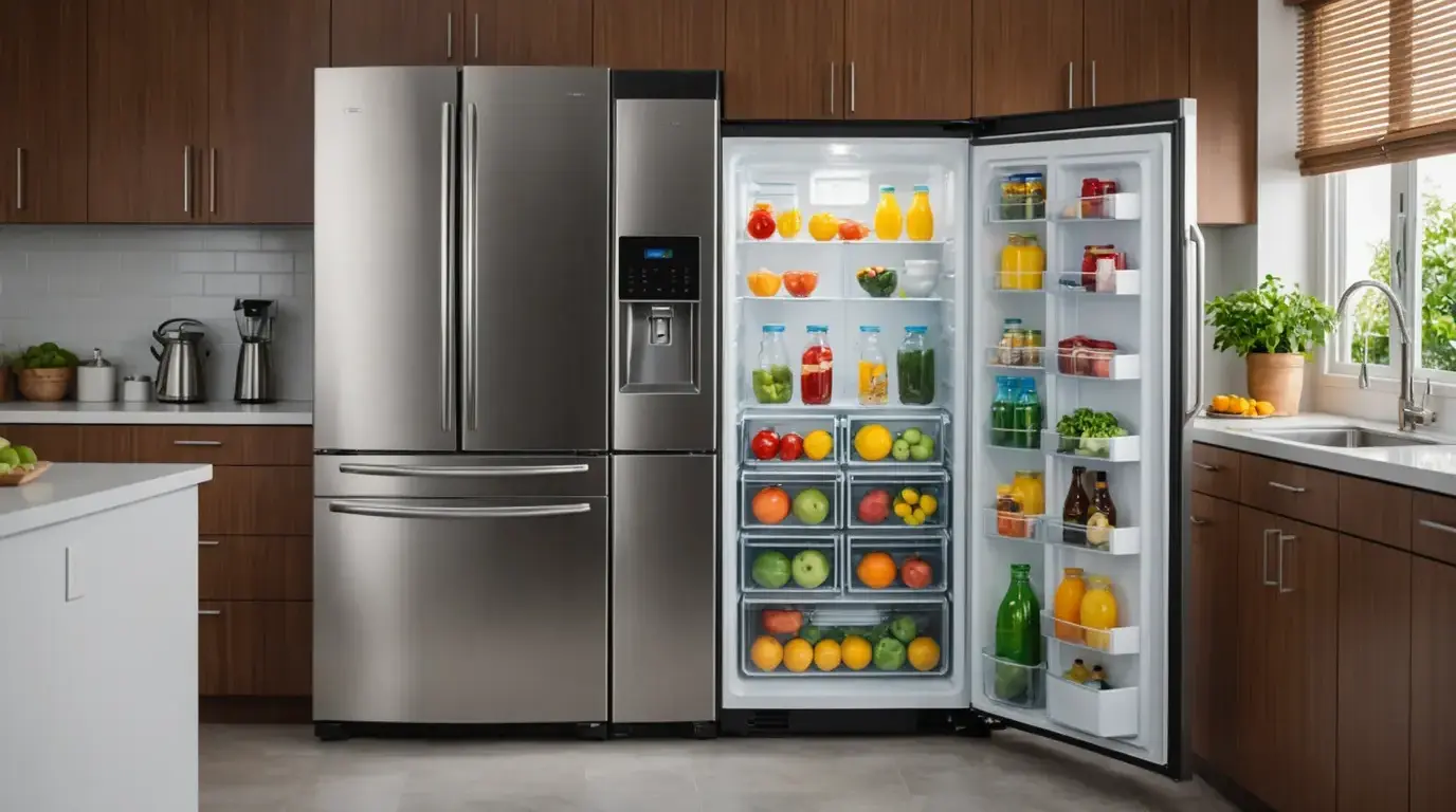 Geladeira duplex em uma cozinha moderna